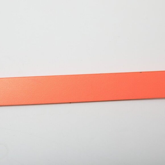 H&M Faux Leather Skinny Belt Bright Hot Coral Neon Orange Peach Gold Vegan - Picture 8 of 10